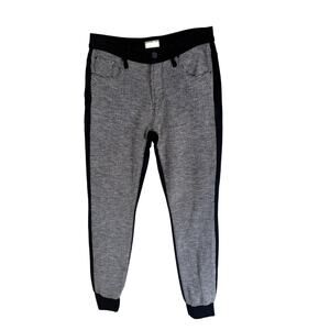 MOTHER Navy Blue Knit Jogger Double Trainer Pants White 25